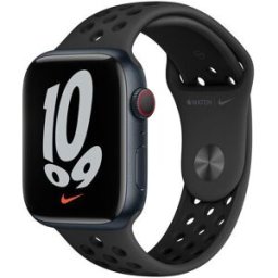 Apple Watch Nike Series 7 Aluminium 45 mm (2021) GPS + Cellular Midnatt Sportband svart