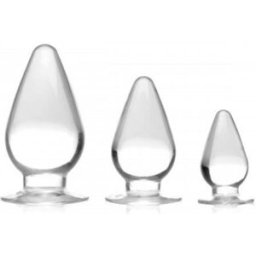 Master Series Triple Cones Anal Plug Set Of 3 - Clear