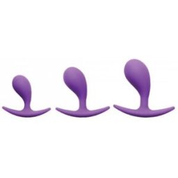 Frisky Booty Poppers Silicone Anal Plug Set Of 3 - Purple