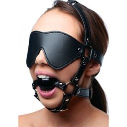 Strict Kinky Adjustable Harness With Blindfold And Ball Gag