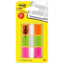 POST-IT Index Neon orange,lime grön,rosa