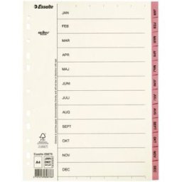 ESSELTE Pappregister Servo A4 Jan-Dec rosa