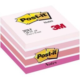 POST-IT Sticky-notislappar, kub, 76 x 76 mm, rosa, 450 blad, 2028-P