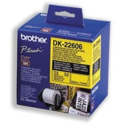 Etiketter BROTHER DK-22606 Gul lÃ¶pande plastfilm, 62mm x 15,24m