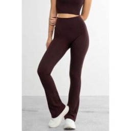 FAMME - Softy Flared Pants - Brown / Petite / XL