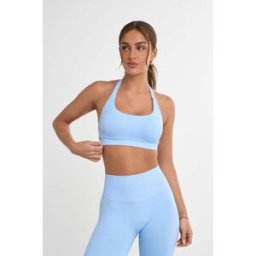 FAMME - Sculpt Halterneck Sports Bra - Light Blue / L