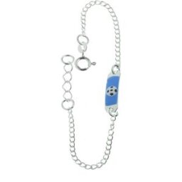 Övrigt Silver barn armband med gravyrbricka och emaljerad fotboll R121/16
