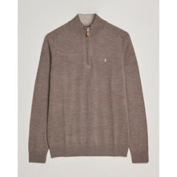 Morris John Merino Half Zip Light Brown