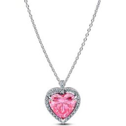 Pandora Timeless silver halsband rosa hjärta 394414C01-45