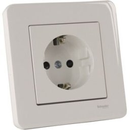 Schneider Electric Vägguttag, infällt, jordat, 1-vägs med löstagbar ram