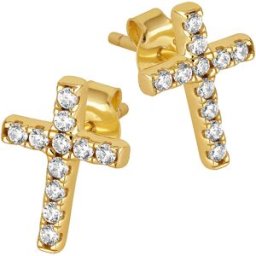 Lykken Crosses förgyllda kors stiftörhängen 10,8 mm