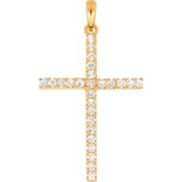 Lykken Crosses tunna kors hänge i guld med zirkonia stenar 31,78 x 20,50 mm