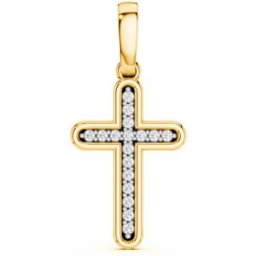 Lykken Elegance kors i guld med diamant, hängsmycke 19,5 mm