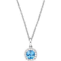 Lykken Casuals blå halo silverhalsband 45 cm