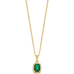 Lykken Casuals guldpläterad halo grön octagon silverhalsband