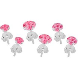 Lykken Casuals örhängesset silver rosa zirkonia 4–6 mm