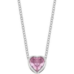 Lykken Hearts rosa hjärta halsband silvera