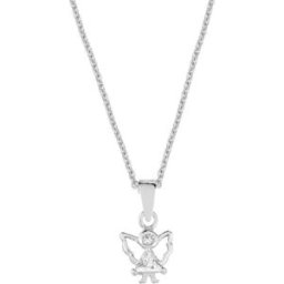 Lykken vit ängel dopsmycke silver