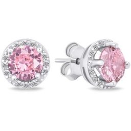 Lykken Casuals halo-silverörhängen pink