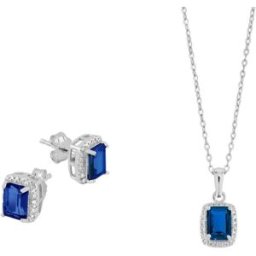Lykken Casuals blå halo smycke set silver