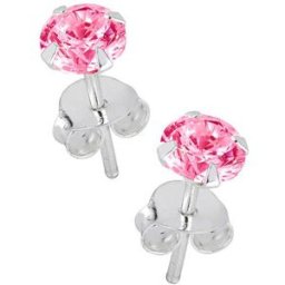 Lykken Casuals silverörhängen rosa zirkonia 6 mm