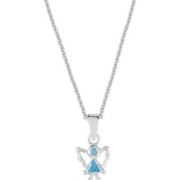 Lykken ängel blå silver halsband