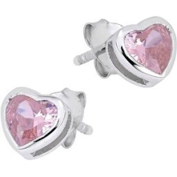 Lykken Hearts rosa hjärta örhängen silvera