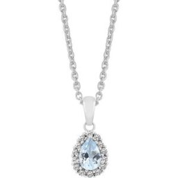 Lykken Casuals silverhalsband ljusblå halo LYS25065