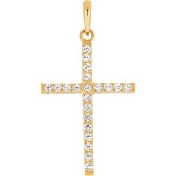 Lykken Crosses tunna kors hänge i guld med zirkonia stenar 14,73 x 22,64 mm