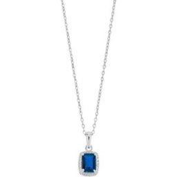 Lykken Casuals blå octagon halo silverhalsband