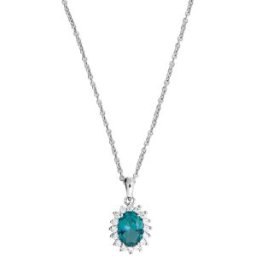 Lykken Casuals turkos halo silverhalsband 45 cm