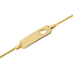 Lykken Basics graverbart förgyllt hjärtformat silverarmband för barn 14 cm