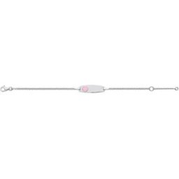Lykken barn silver armband med bricka pink hjärta