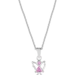 Lykken pink ängel dopsmycke silver