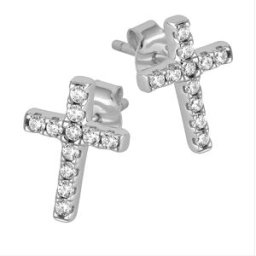 Lykken Crosses silverfärgade kors stiftörhängen 10,8 mm