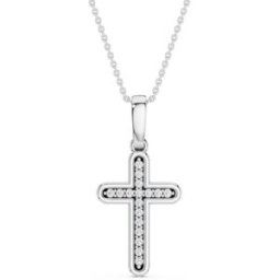 Lykken Elegance kors i vitguld med diamant, hängsmycke 19,5 mm