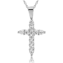 Lykken Crosses kors silverhalsband med zirkoner 45 cm