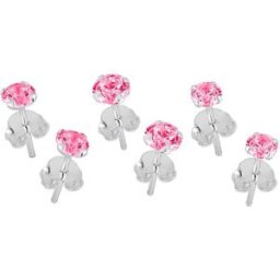 Lykken Casuals silverörhängesset rosa zirkonia 3–5 mm