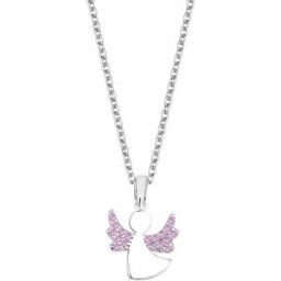 Lykken pink ängel dop halsband silver