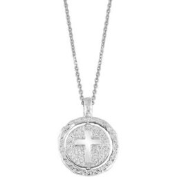 Lykken Crosses runt korshänge halsband silver
