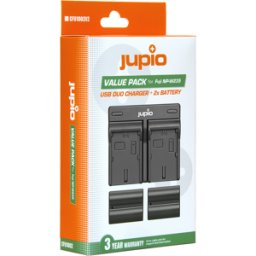 Jupio 2 st batterier motsv. Fujifilm NP-W235, inkl. dubbel USB-laddare