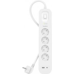 Belkin Grenuttag Med Överspänningsskydd - 4 Portar - Usb-C Pd
