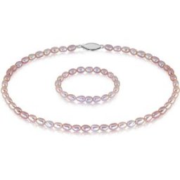 Lykken Pearls doppärlhalsband rosa 30+10cm