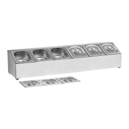 GN-uppsatshylla - inkl. 6 GN 1/6 behållare med lock