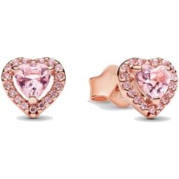 Pandora Timeless roséguldpläterade rosa hjärta örhängen 288427C02