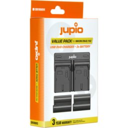Jupio 2 st batterier motsv. Nikon EN-EL15c, inkl. dubbel USB-laddare