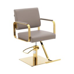 Frisörstol med fotstöd - 490–650 mm - 200 kg - Beige / guldfärgad