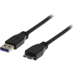 Deltaco USB 3.0-kabel typ A till Micro-B, 2 meter (svart)