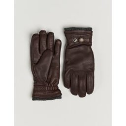 Hestra Utsjö Fleece Lined Buckle Elkskin Glove Espresso