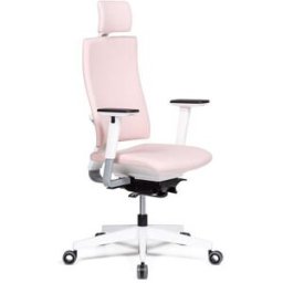 Kontorsstol Bianca, rosa/vit, med nackstöd/OUTLET